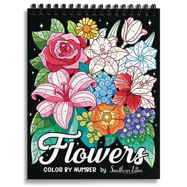 Color By Number Flowers Coloring Book - 1