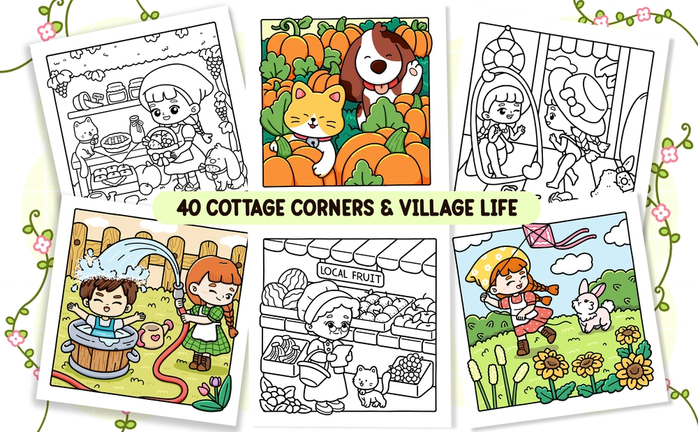 Cottage Vibes Cute & Easy Coloring Book - content plus - 1