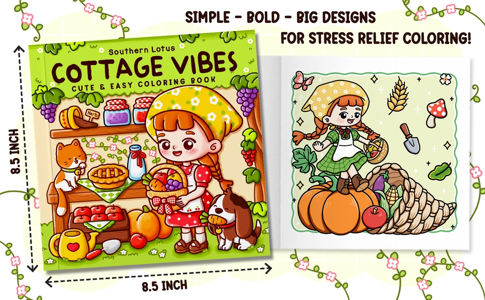 Cottage Vibes Cute & Easy Coloring Book - content plus - 3