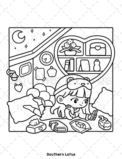 Girl Spaces Cute & Easy Coloring Book - 4