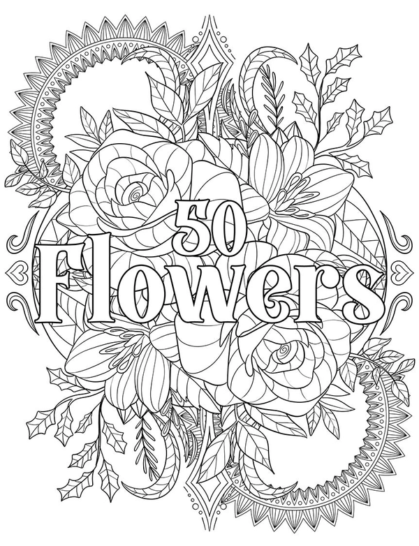 50 Flowers Coloring Book - 3