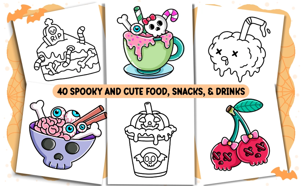 Spooky Food & Drinks Coloring Book - content plus - 1