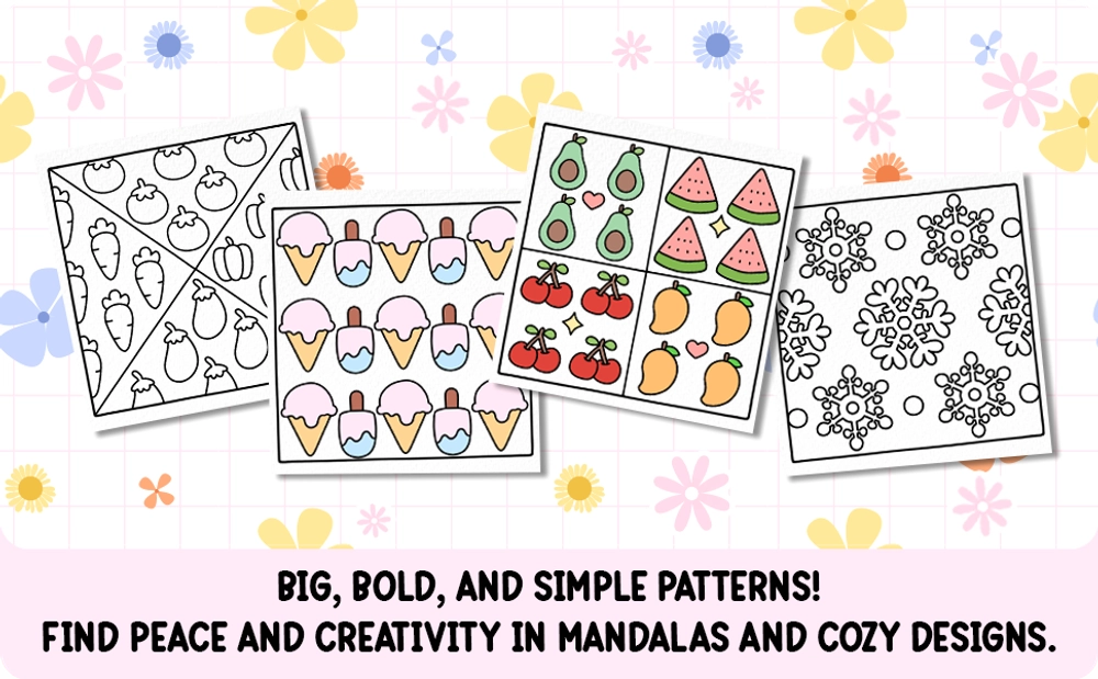 Simple Pattern Cute & Easy Coloring Book - content plus - 1