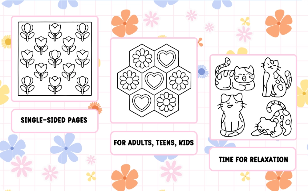 Simple Pattern Cute & Easy Coloring Book - content plus - 2