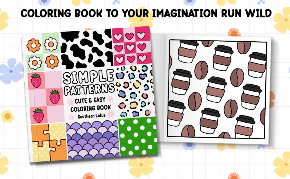 Simple Pattern Cute & Easy Coloring Book - content plus - 3