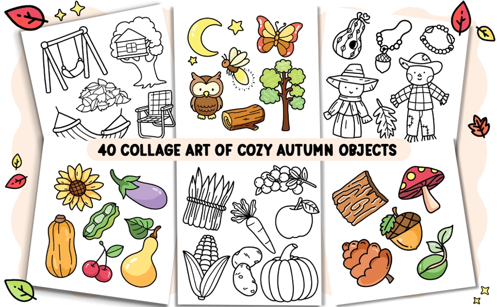 Autumn Charm Cute & Easy Coloring Book - content plus - 1
