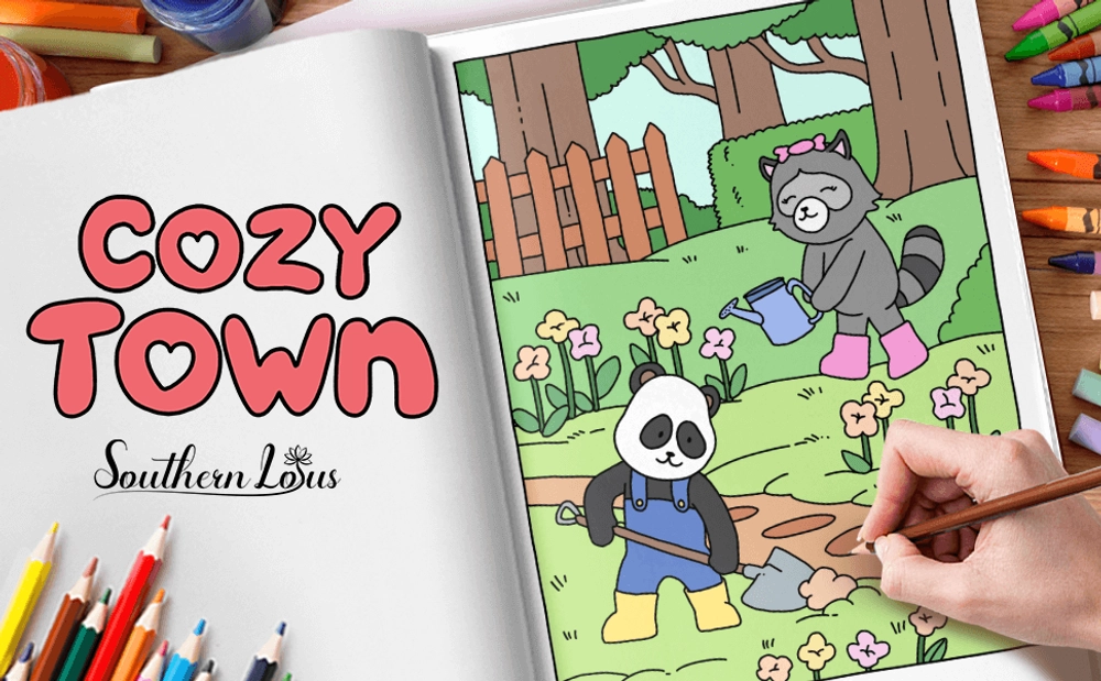 Cozy Town Coloring Book - content plus - 0