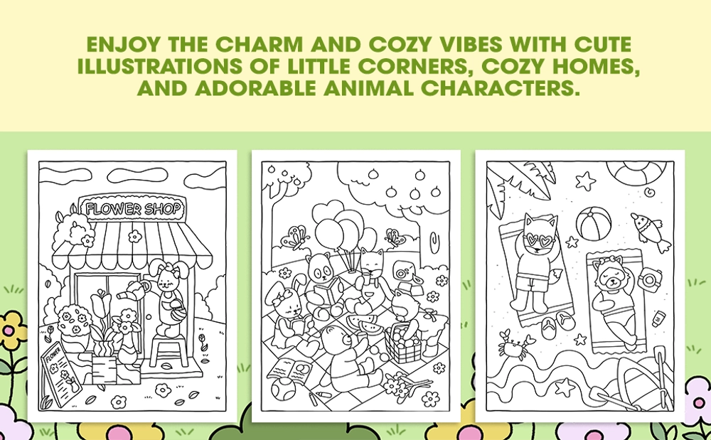 Cozy Town Coloring Book - content plus - 2
