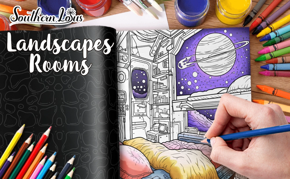 Landscapes Rooms Coloring Book - content plus - 0