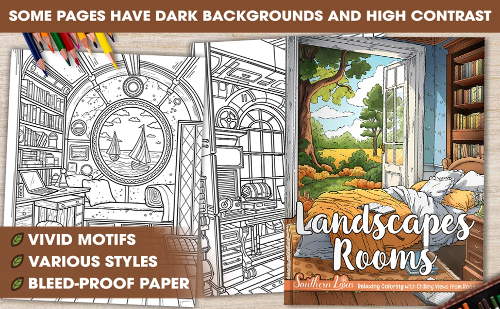 Landscapes Rooms Coloring Book - content plus - 1