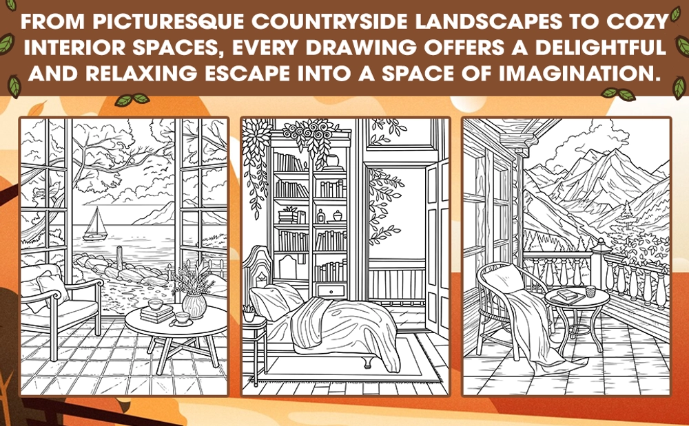 Landscapes Rooms Coloring Book - content plus - 2
