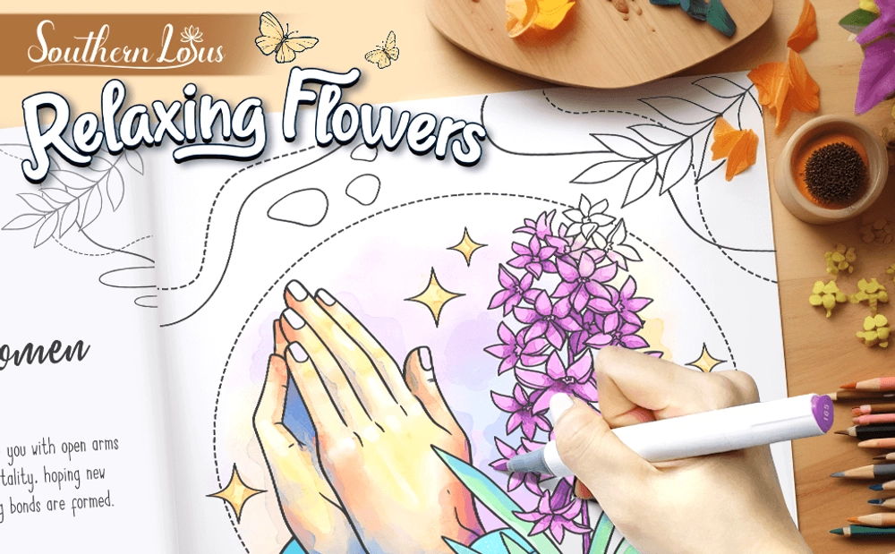 Relaxing Flowers Coloring Book - content plus - 0