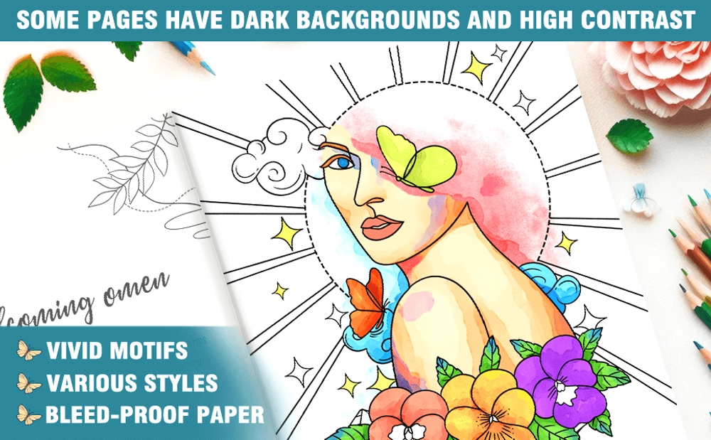 Relaxing Flowers Coloring Book - content plus - 1