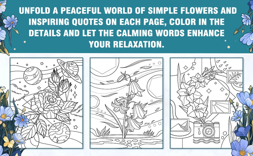 Relaxing Flowers Coloring Book - content plus - 2