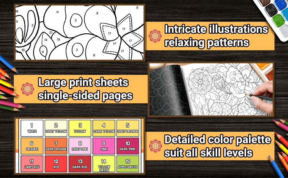 Color By Number Stress Relief Coloring Book - content plus - 1