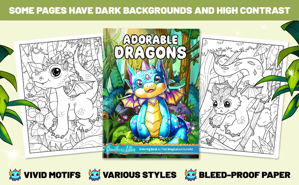 Adorable Dragons Coloring Book - content plus - 1