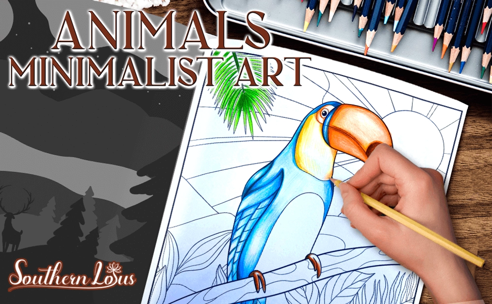 Animals Minimalist Art Coloring Book - content plus - 0