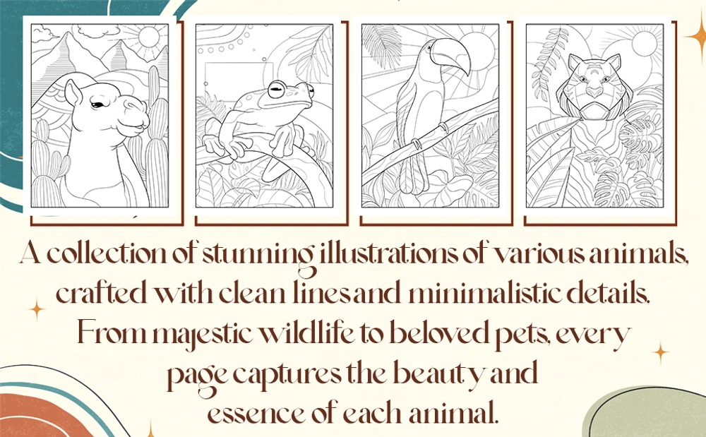Animals Minimalist Art Coloring Book - content plus - 2