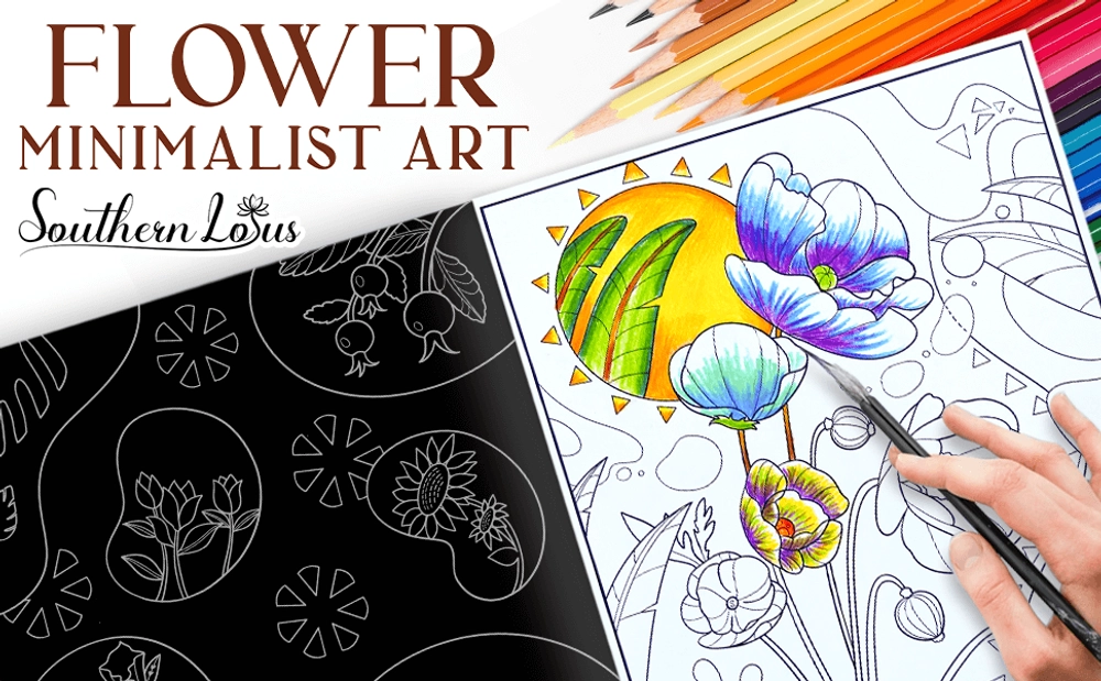 Flower Minimalist Art Coloring Book - content plus - 0