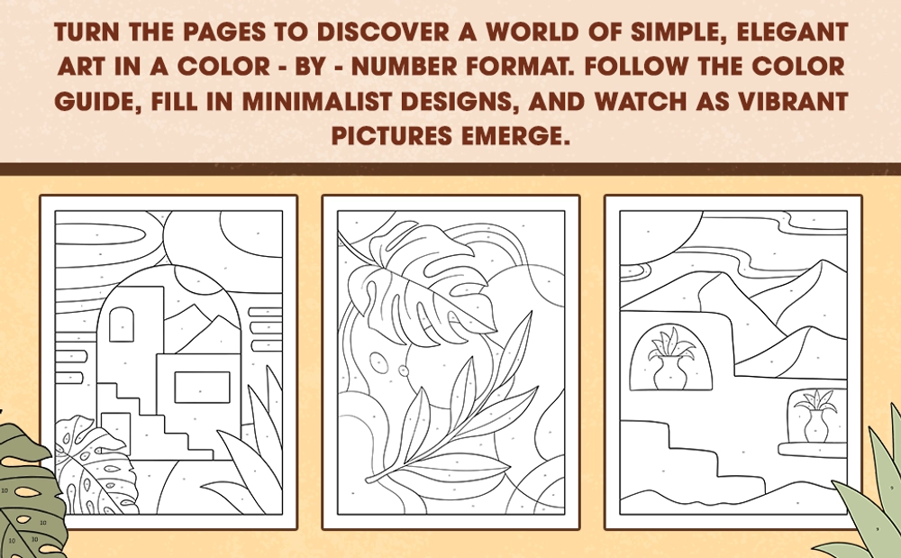 Color by Number Minimalist Art Coloring Book - content plus - 2
