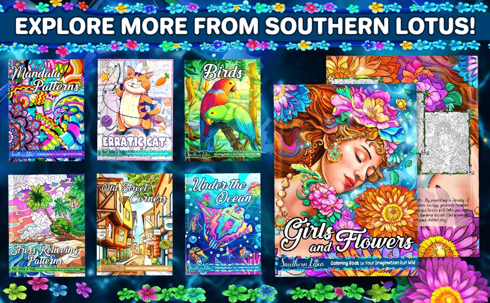 Girls and Flowers Coloring Book - content plus - 3