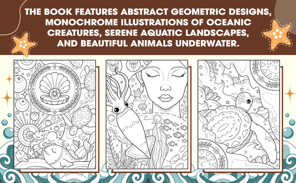 Ocean Minimalist Art Coloring Book - content plus - 2