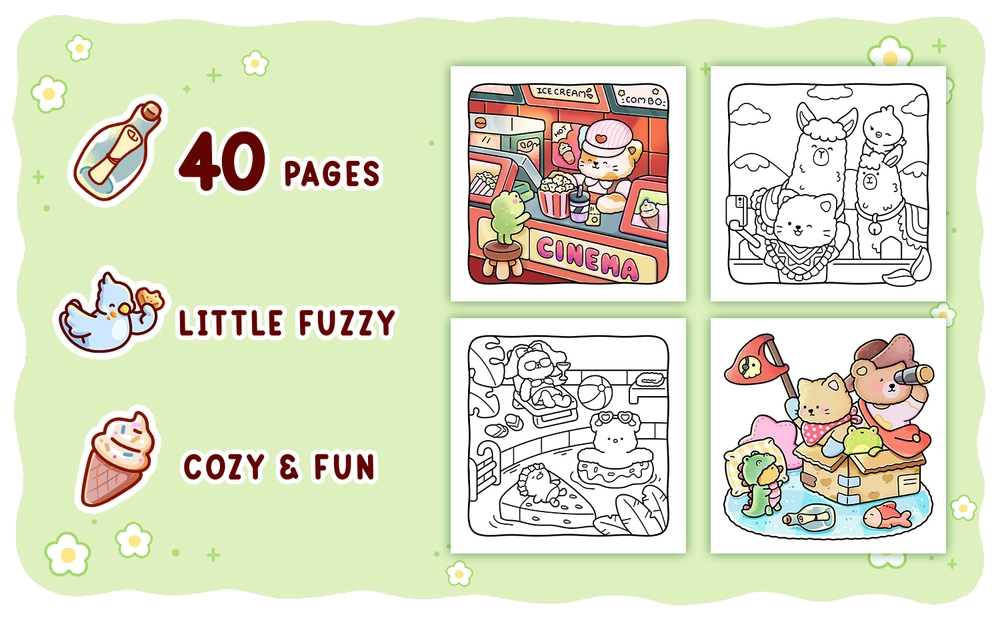 Fuzzy Cuties Coloring Book - content plus - 1