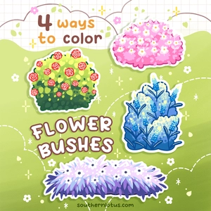 How To Draw Flower Bushes In A Cozy And Easy Coloring Style