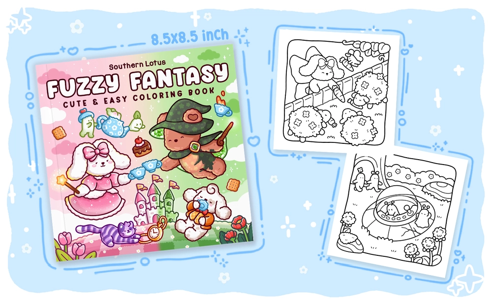 Fuzzy Fantasy coloring book fuzzy friends cozy everyday moments