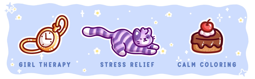 Fuzzy Fantasy coloring book stress relief calm coloring scene