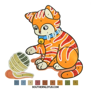 Gallery template image - Color by Number Cats, Cute Coloring Book, Download Free Pdf Printable Colouring Pages