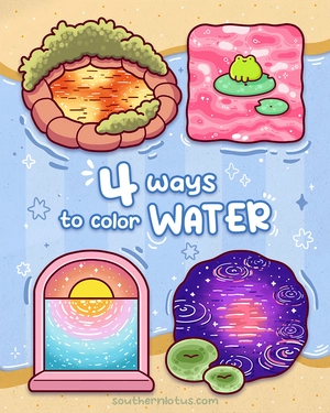 How To Draw Water with 4 Cozy And Aesthetic Coloring Styles