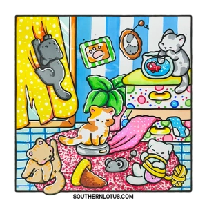 Gallery template image - Naughty Cats, Coloring Books for Adults Relaxation, Free PDF Printable Colouring Pages