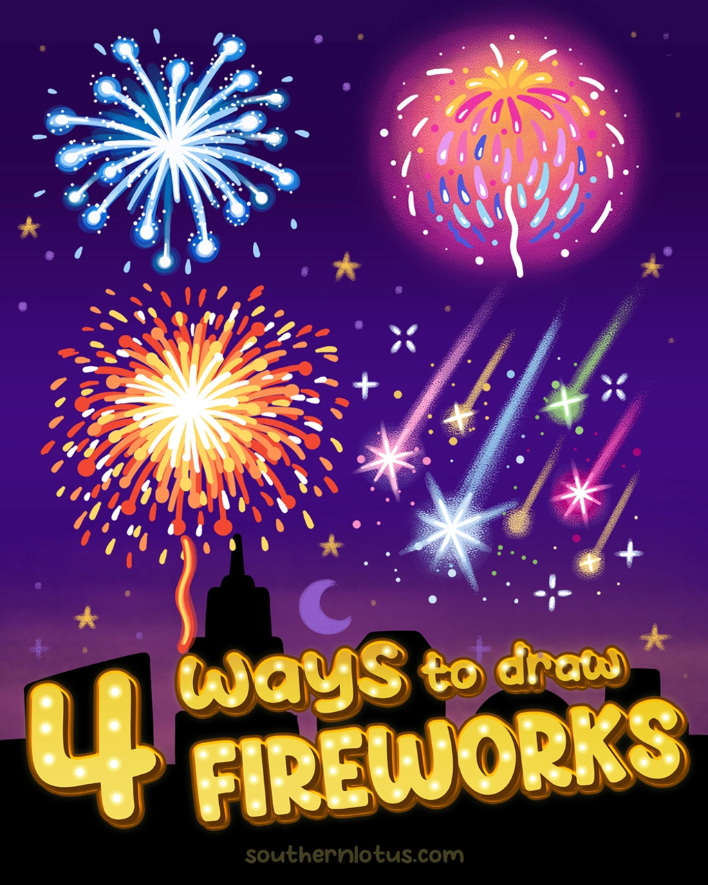 How to Draw Fireworks with Acrylic Markers for Cozy Night Sky Coloring Pages