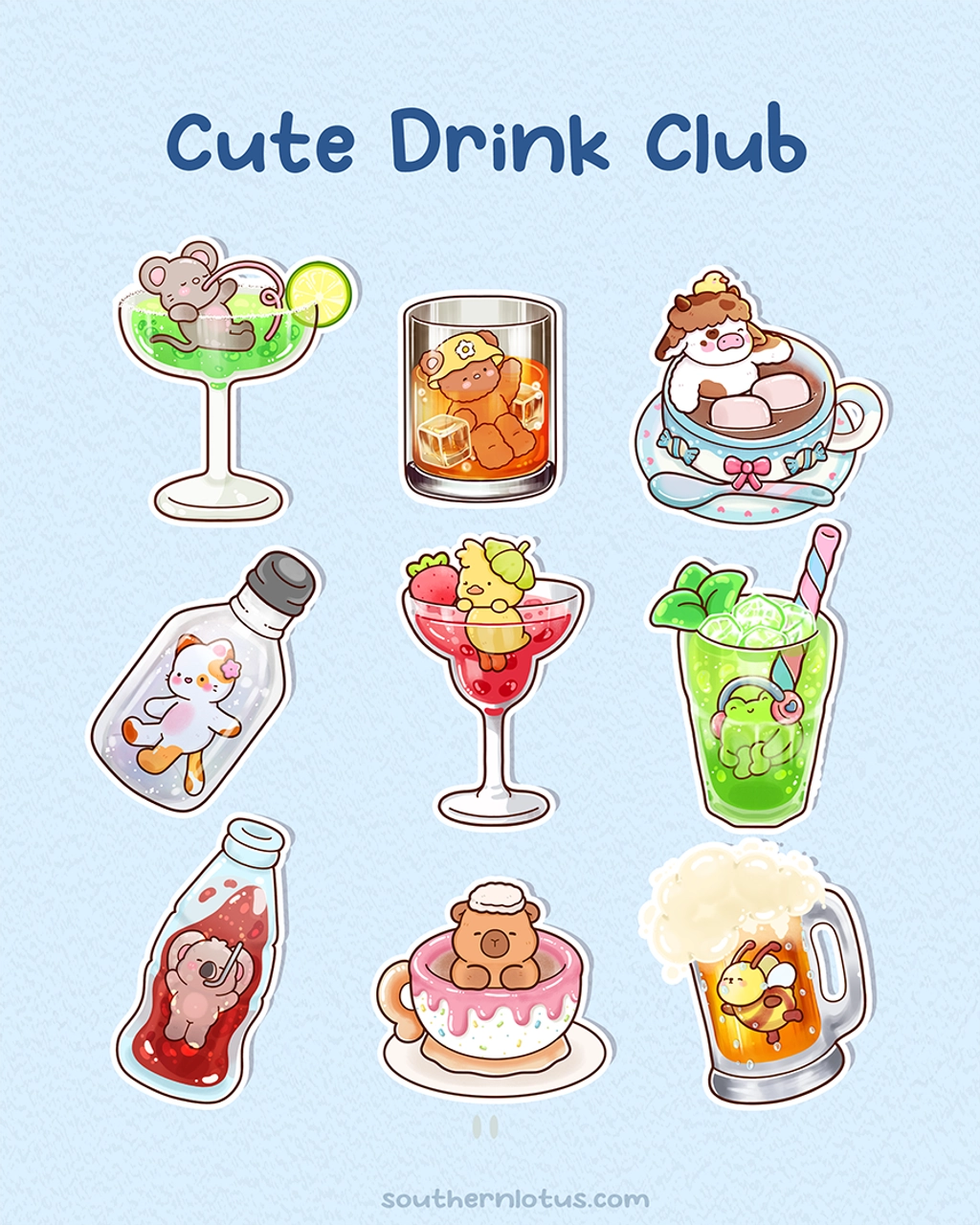 Funny Summer Drinks with Little Friends: Free Printable Coloring Pages