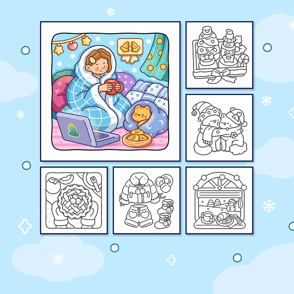 Comfy Vibes: Cozy Winter Girl Coloring Book - 2
