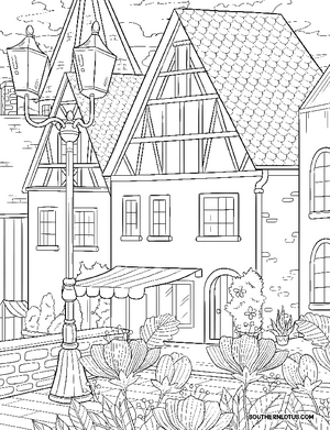 Free Old Street Corners Coloring Book - 0