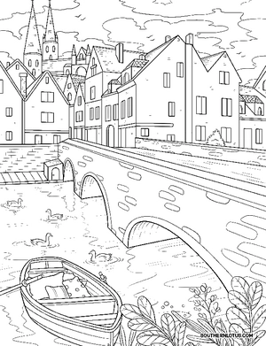Free Old Street Corners Coloring Book - 1