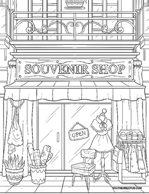 Free Old Street Corners Coloring Book - 7