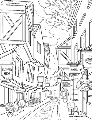 Free Old Street Corners Coloring Book - 9