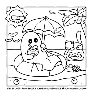 Free Spooky Summer Cute & Easy Coloring Book - 0