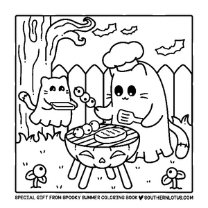 Free Spooky Summer Cute & Easy Coloring Book - 2