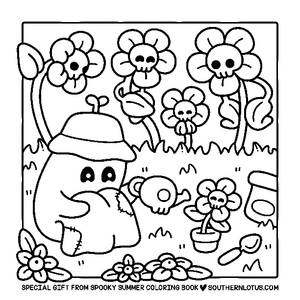 Free Spooky Summer Cute & Easy Coloring Book - 3