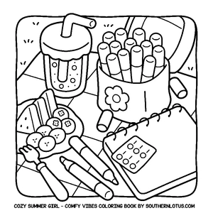 Free Comfy Vibes: Cozy Summer Girl Coloring Book - 4