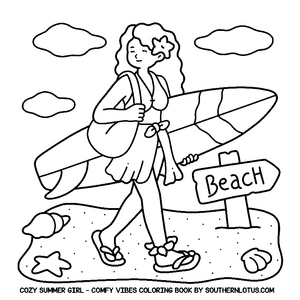 Free Comfy Vibes: Cozy Summer Girl Coloring Book - 8