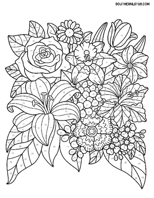 Free Color By Number Flowers Coloring Book - 0