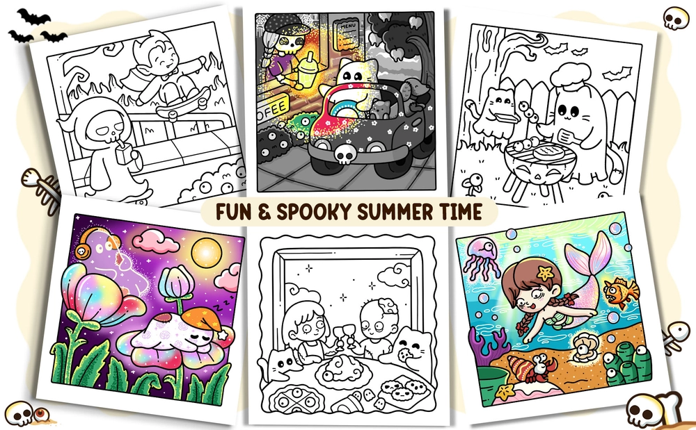 Spooky Summer Cute & Easy Coloring Book - content plus - 1