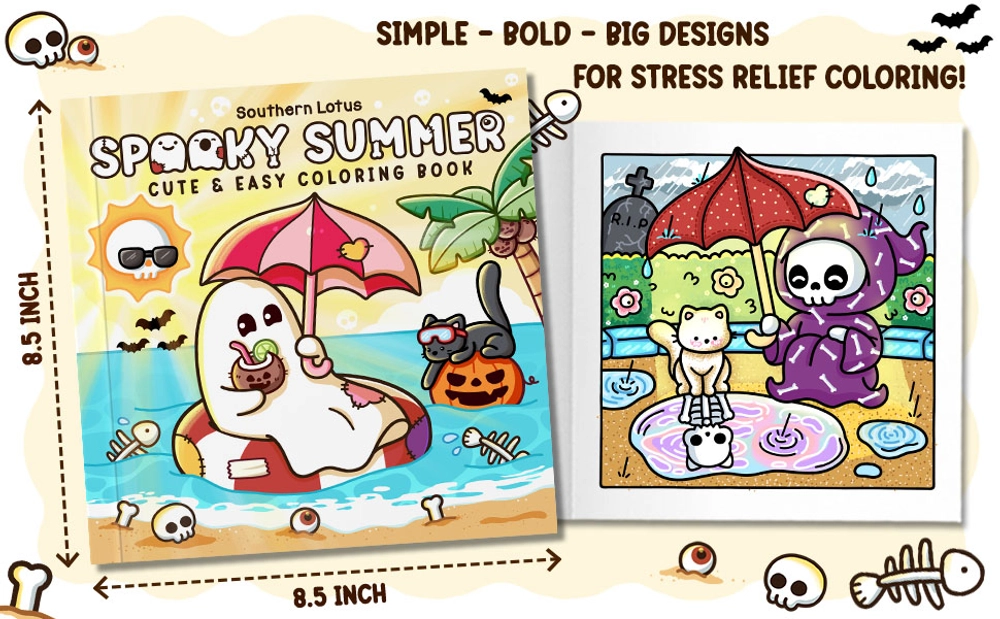Spooky Summer Cute & Easy Coloring Book - content plus - 3
